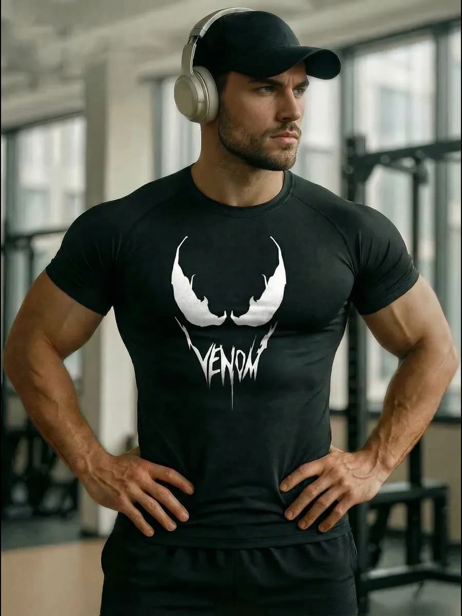 футболка спортивная компрессионная с принтом