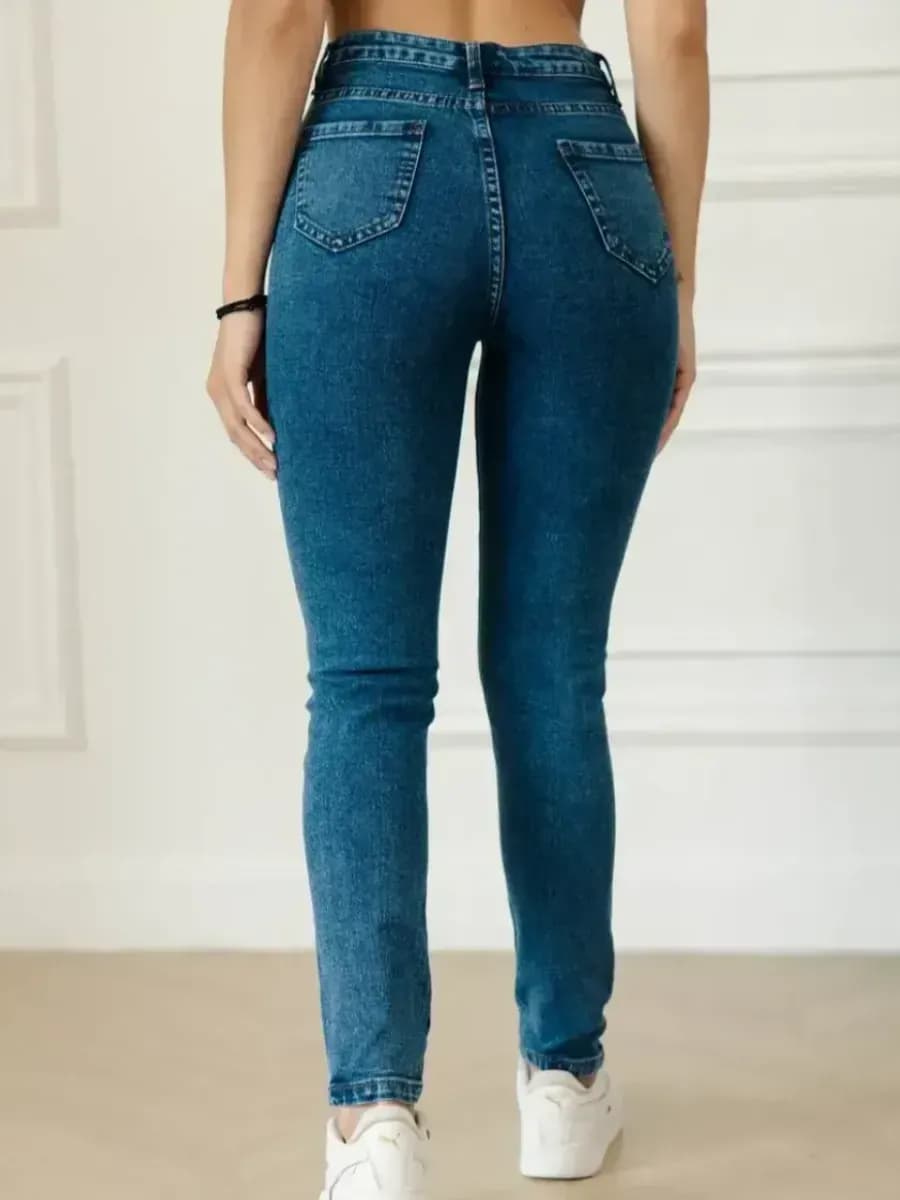Скинни джинсы зауженные с высокой посадкой стрейч