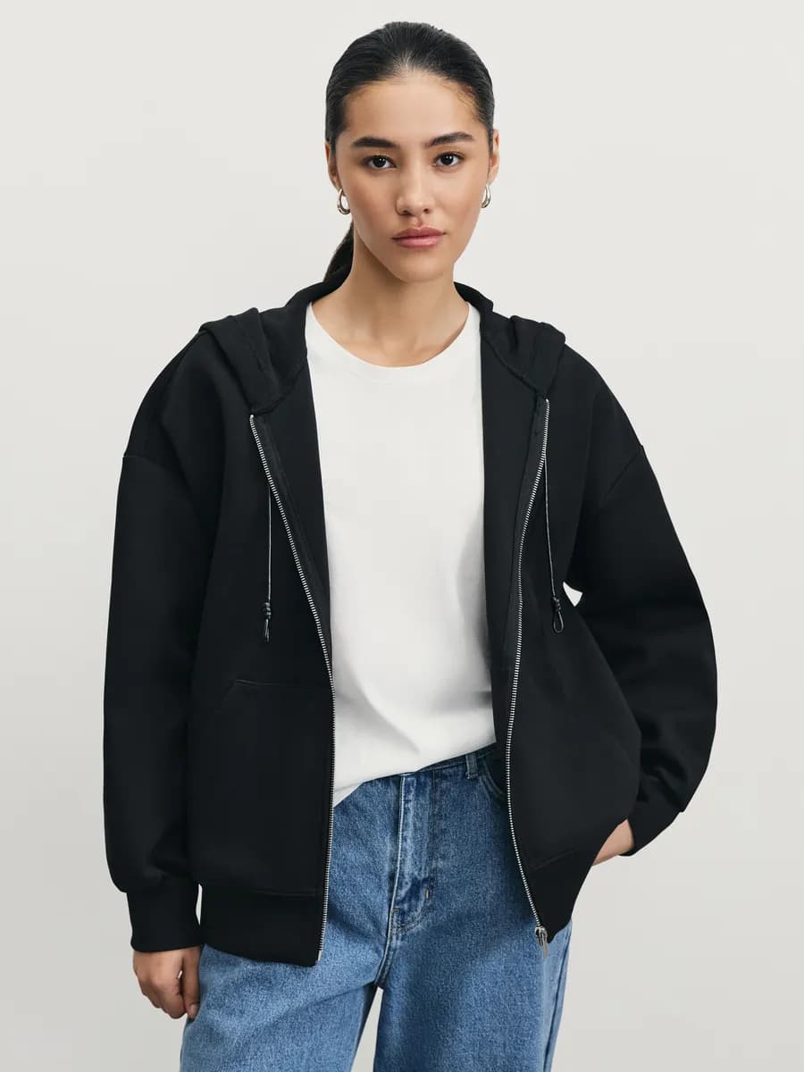 Толстовка на молнии спортивная школьная с капюшоном