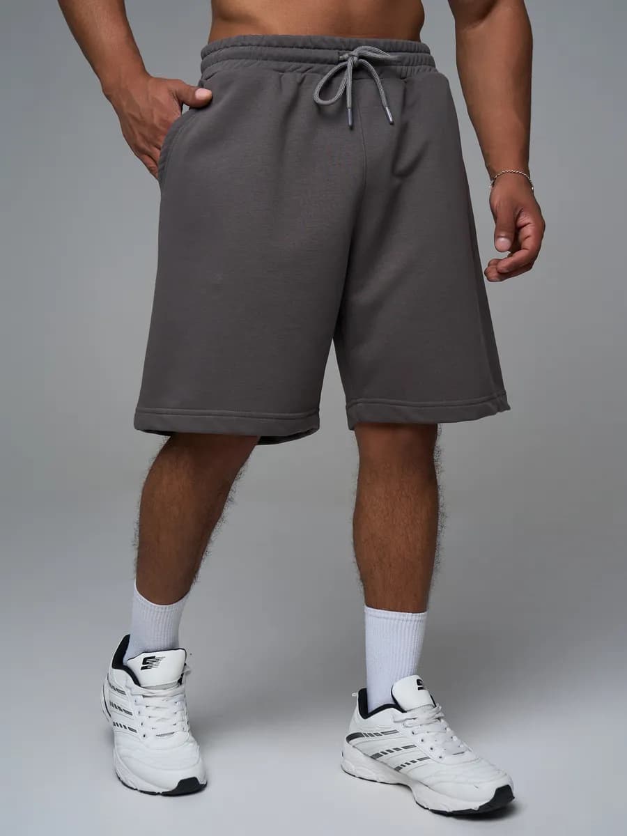 Шорты трикотажные серые свободные летние оверсайз