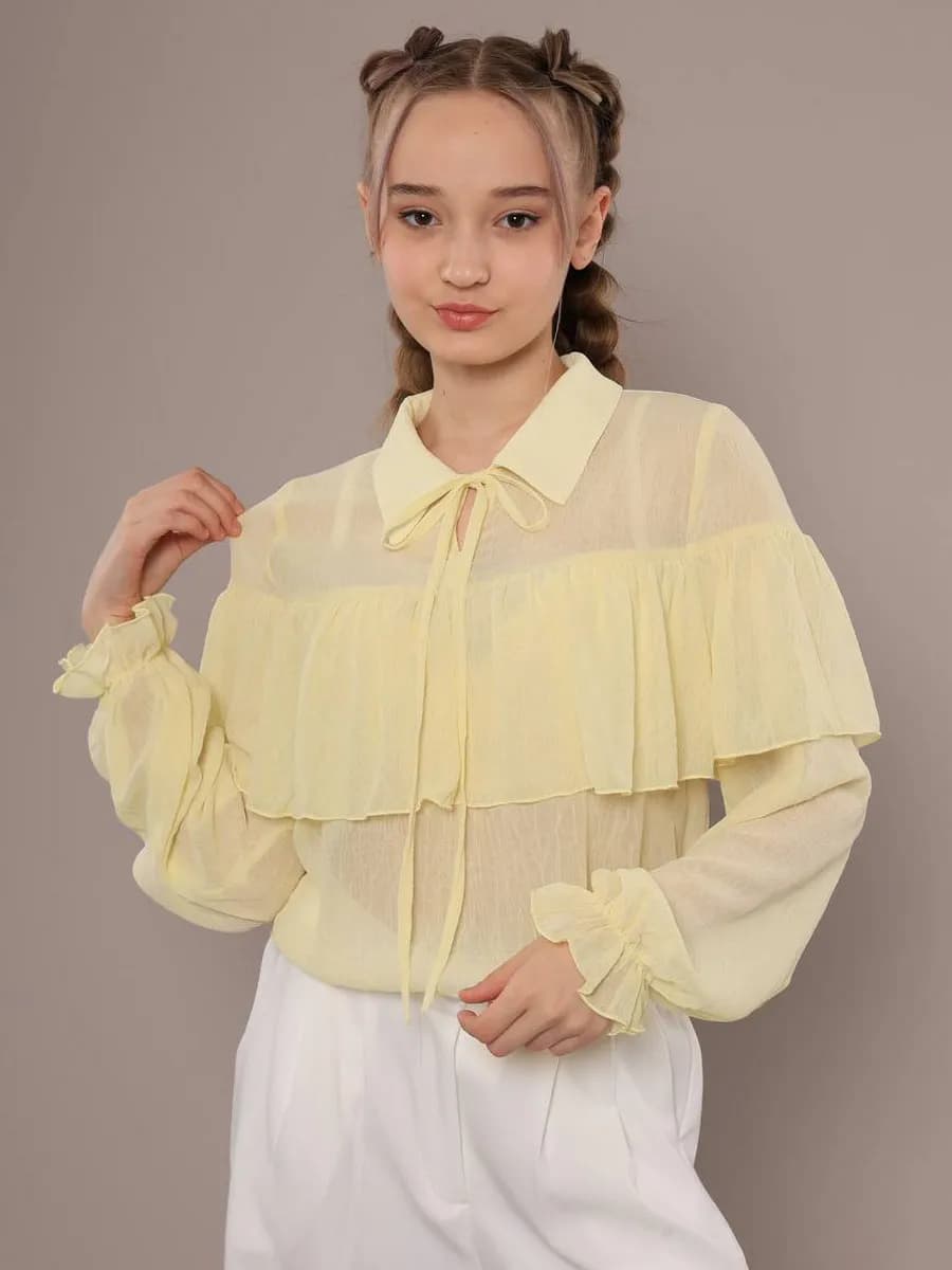 Блузка летняя с длинным рукавом рюшами бохо