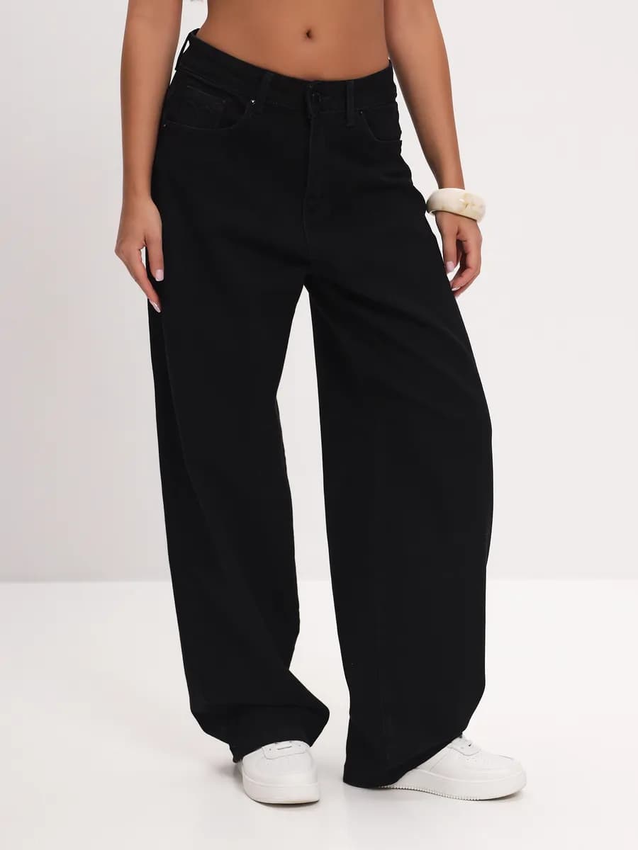 Джинсы широкие бананы мом baggy школьные