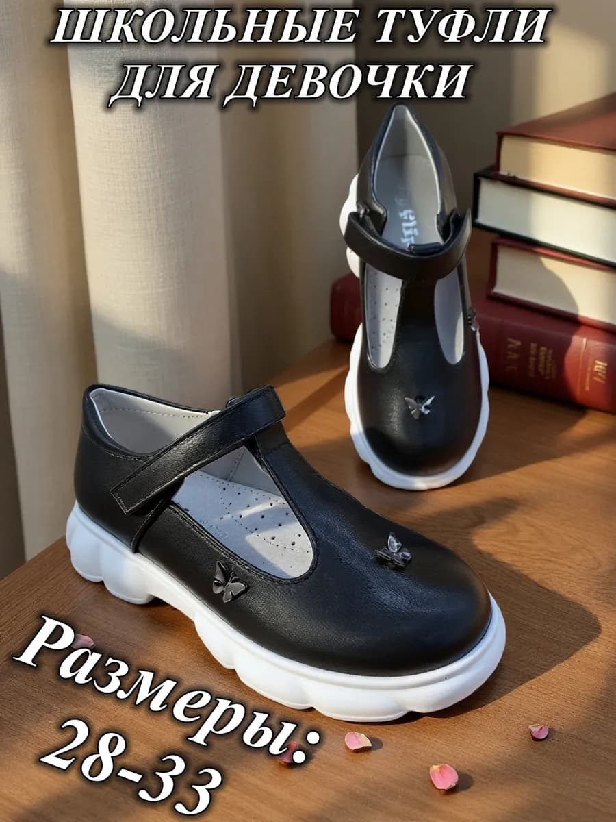 Туфли школьные на белой подошве