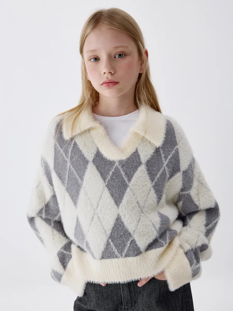 Вязаный джемпер с воротником для школы