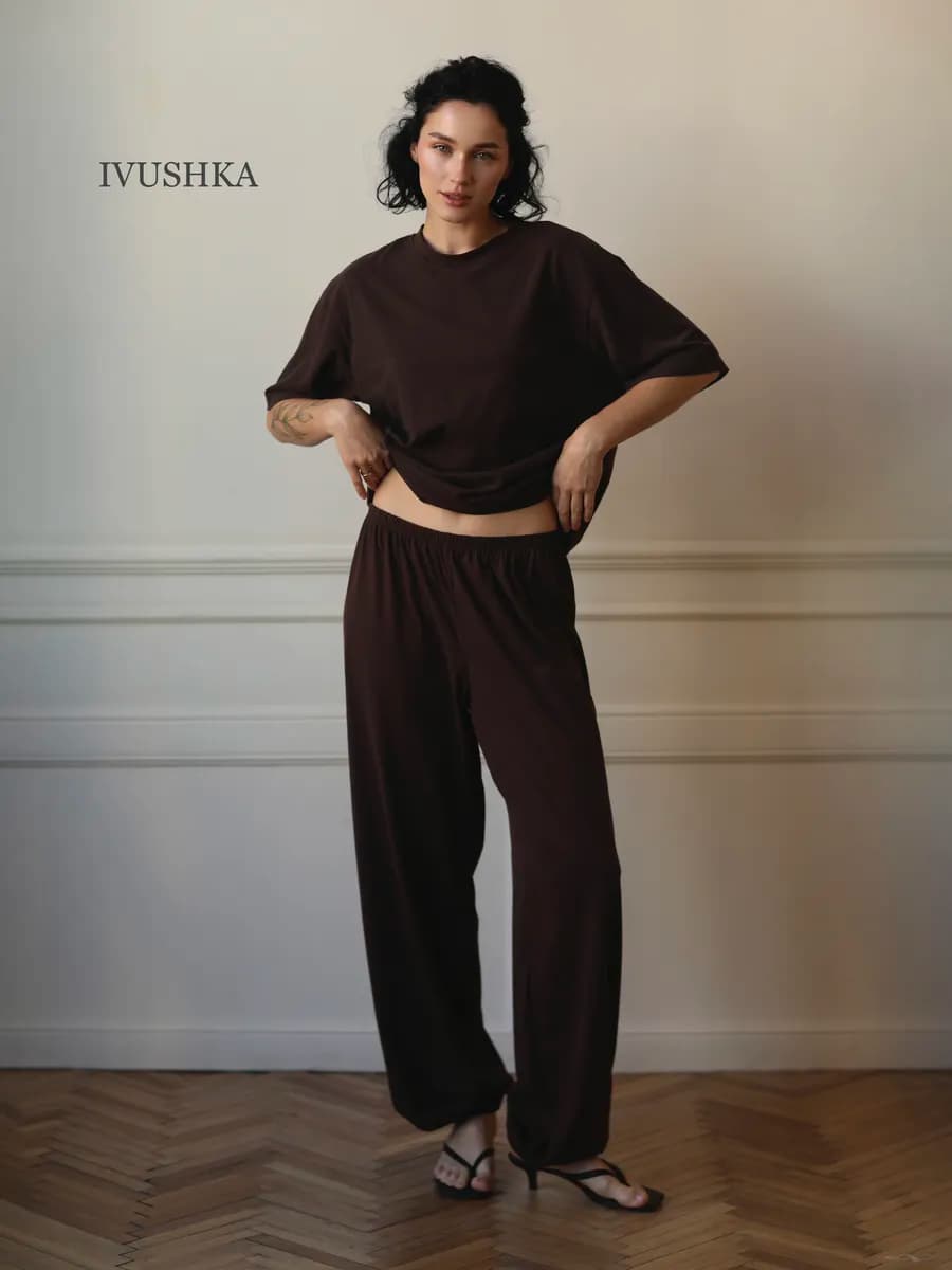 Брюки джоггеры летние свободные на резинке