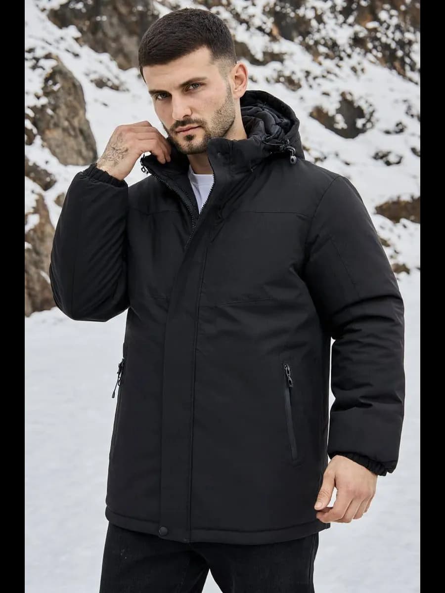 Куртка пуховик зимняя короткая с капюшоном