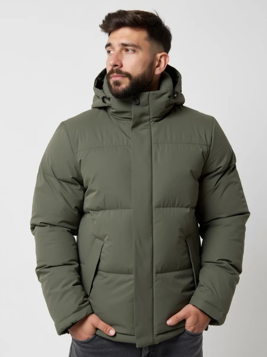 Куртка зимняя короткая с капюшоном