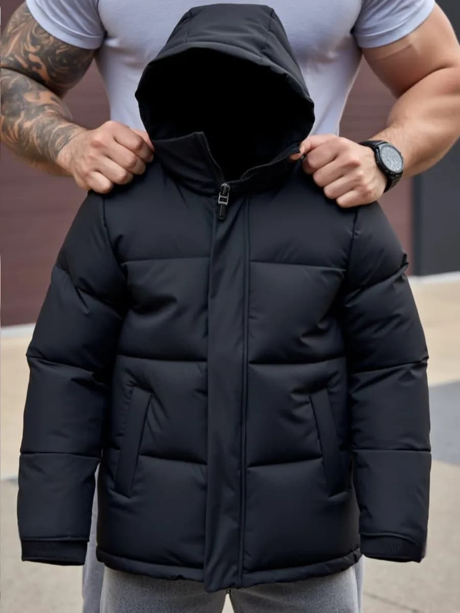 Куртка пуховик зимняя короткая с капюшоном