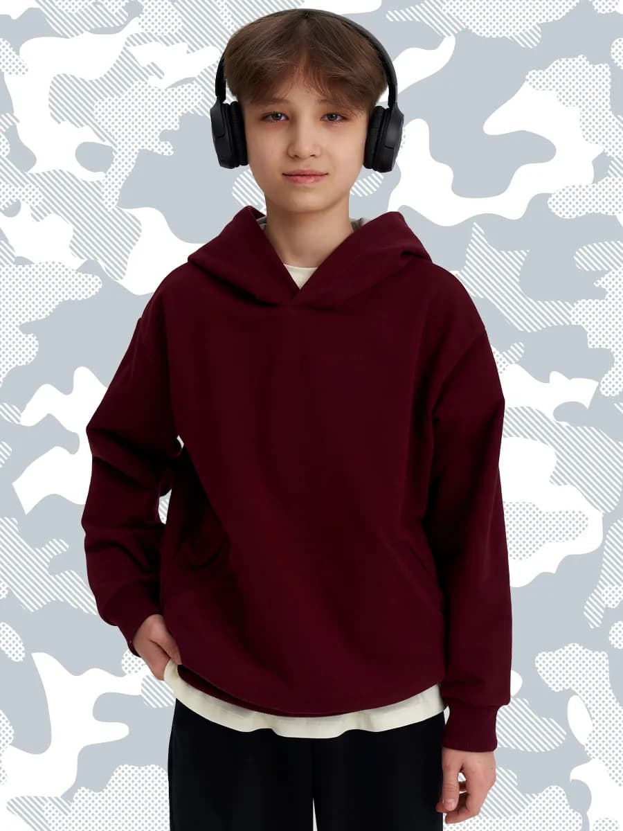 Худи оверсайз для мальчика подростка без начеса с капюшоном