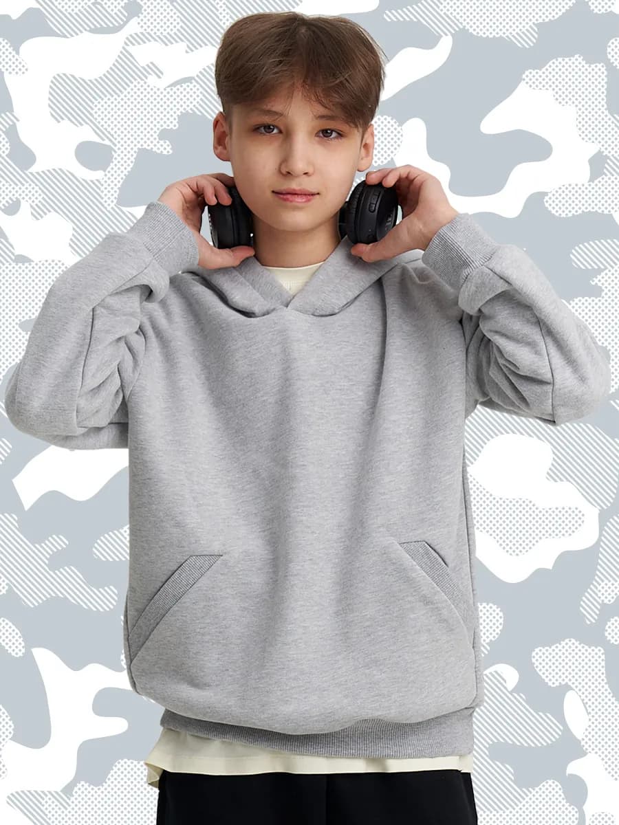 Худи оверсайз для мальчика подростка без начеса с капюшоном