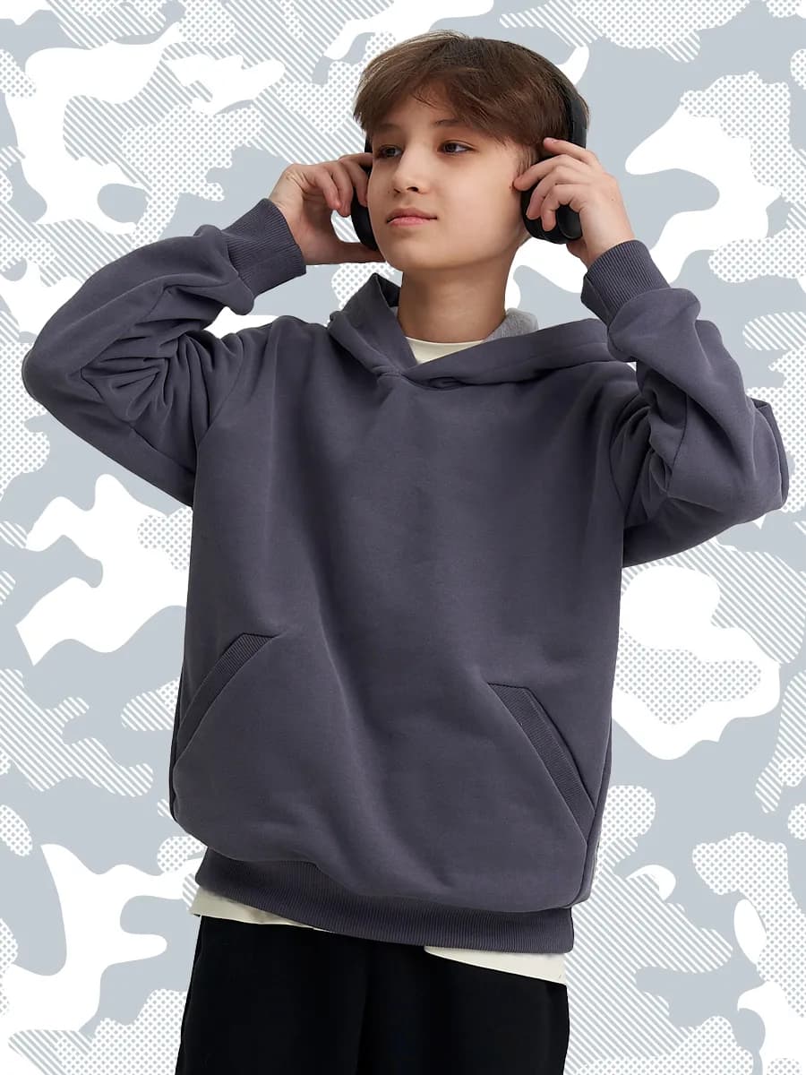 Худи оверсайз для мальчика подростка без начеса с капюшоном