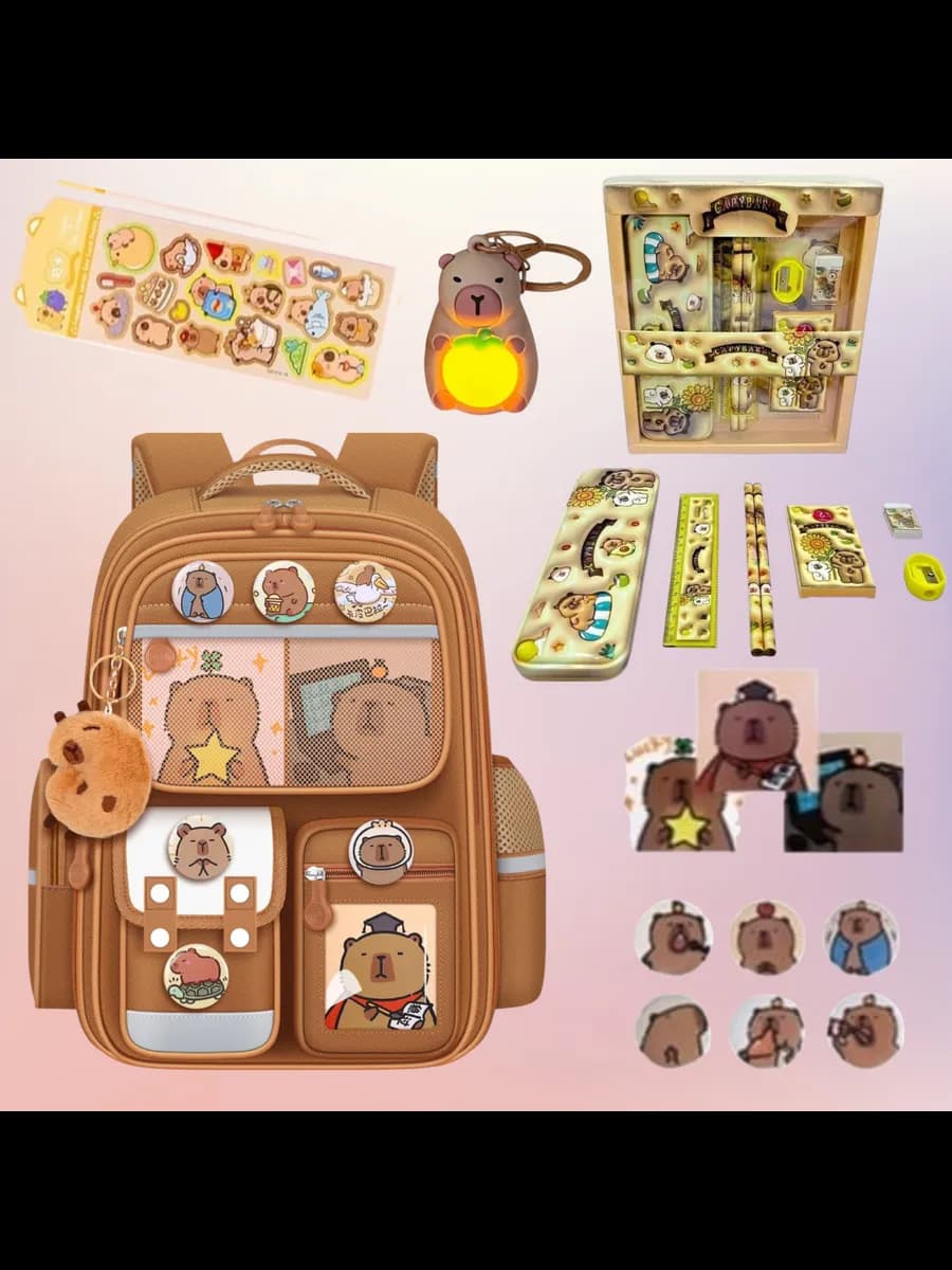 Рюкзак школьный анатомический Капибара с пеналом