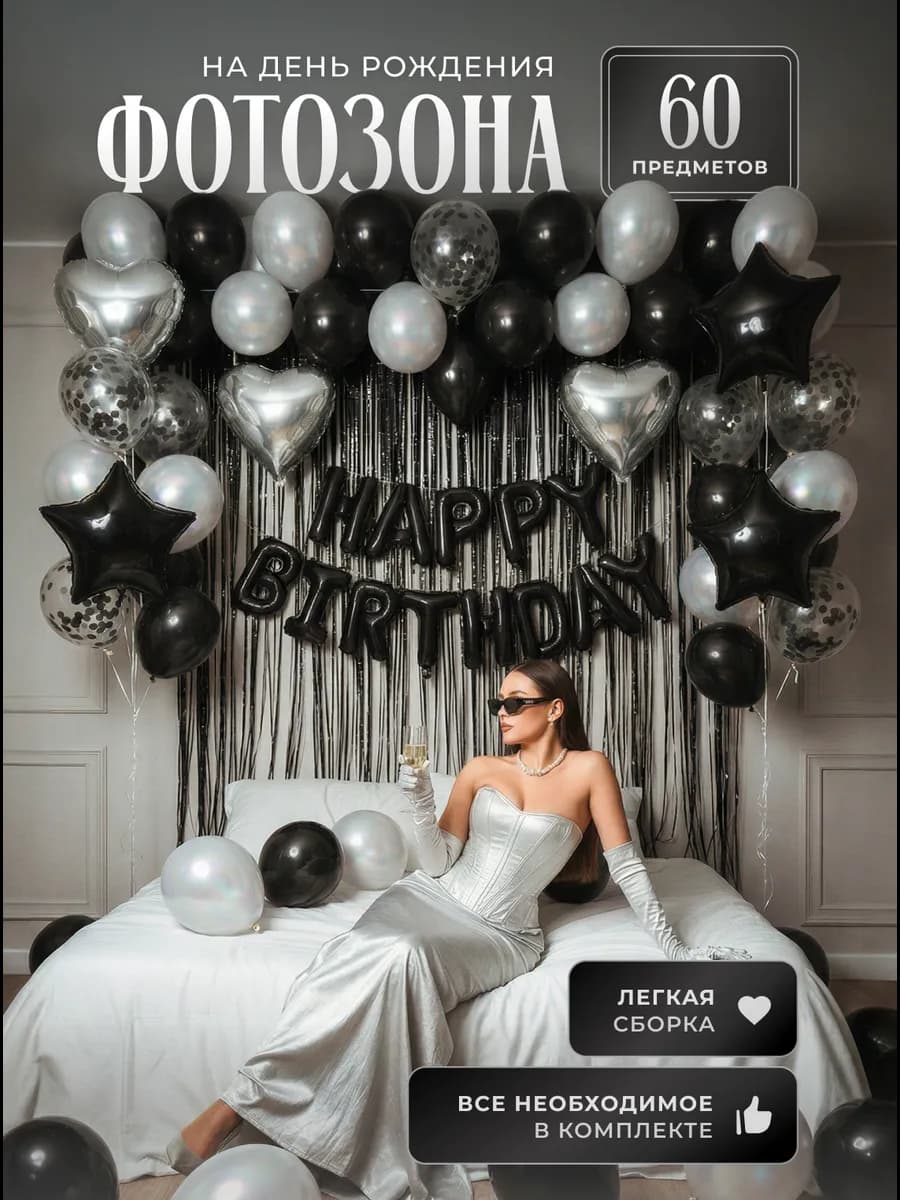 Воздушные шары Happy Birthday фотозона День Рождения