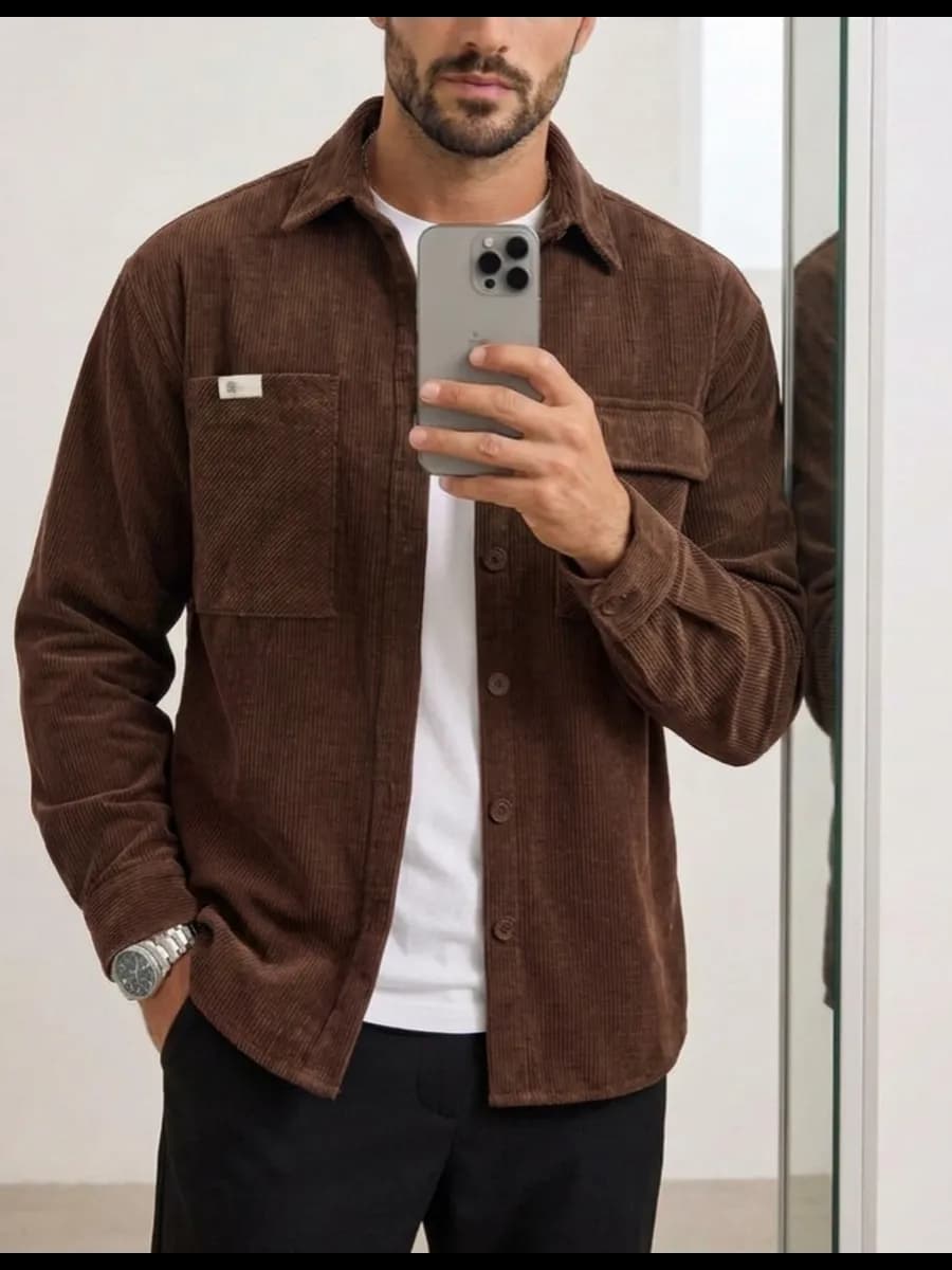 Рубашка вельветовая оверсайз с длинным рукавом