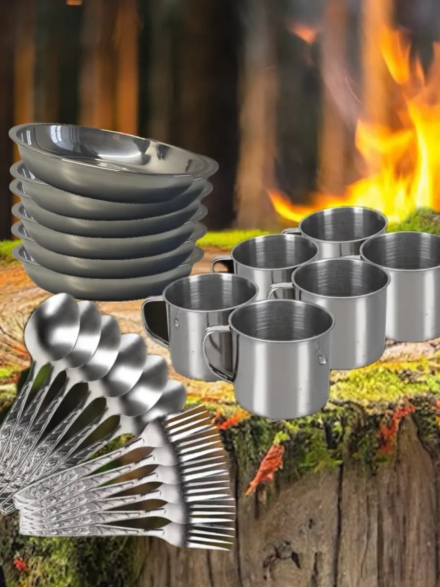 Набор 6 персоны походная металлическая посуда