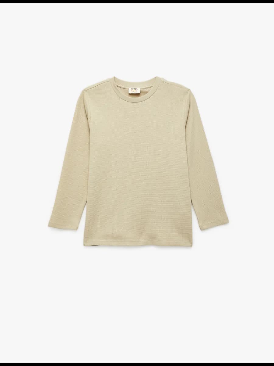 Лонгслив с круглым вырезом из хлопка базовый