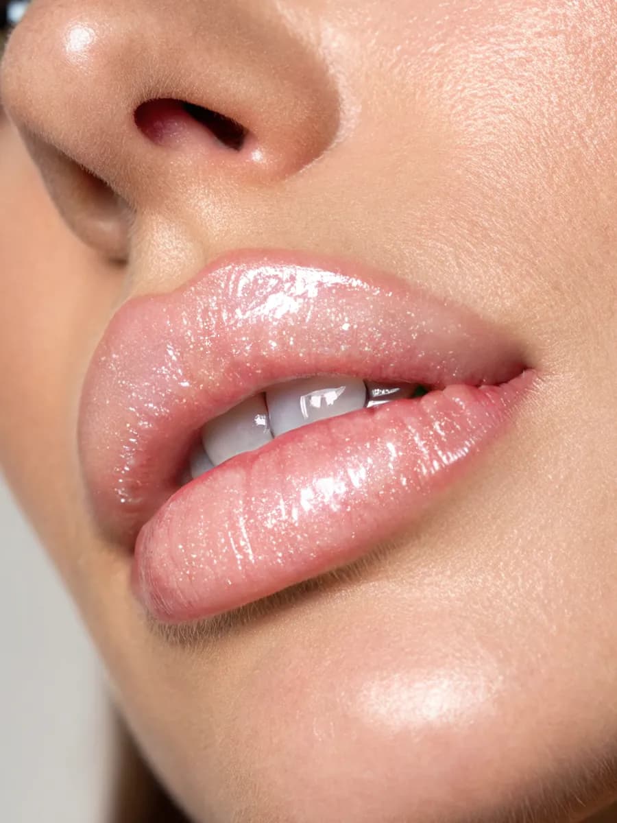 Блеск для губ с блестками прозрачный