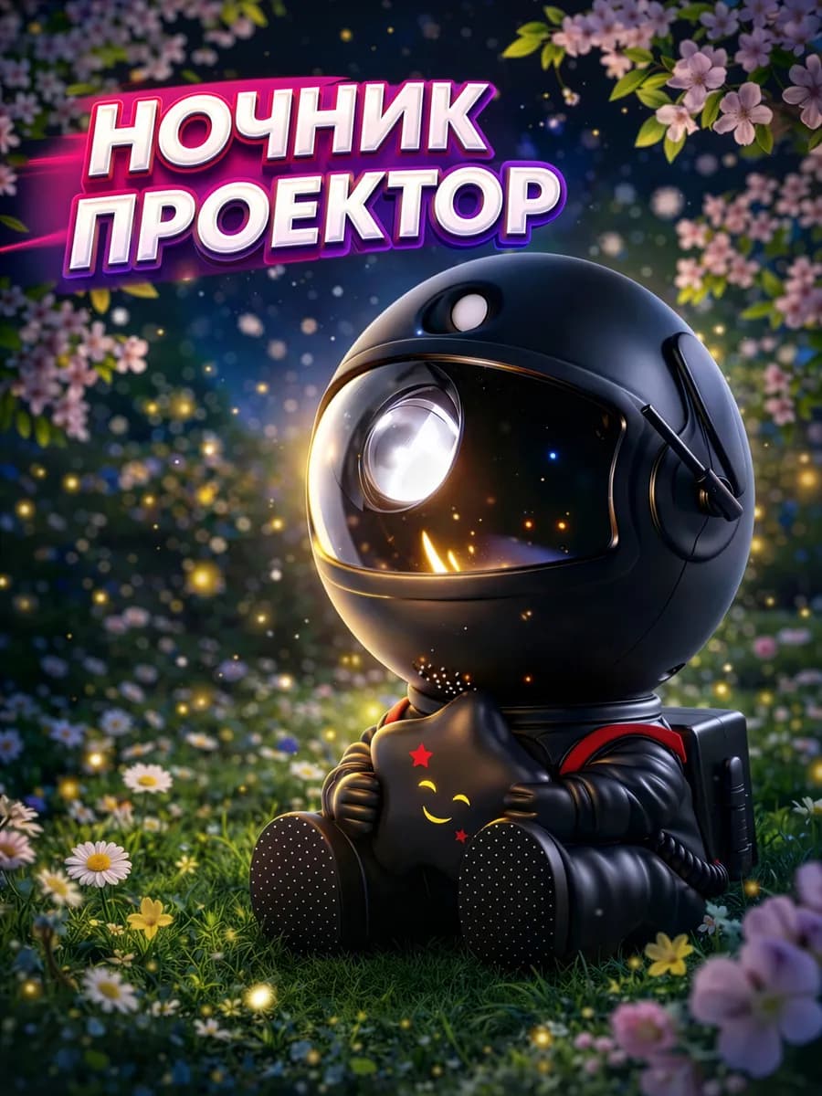 Ночник звездное небо проектор космонавт подарок новый год