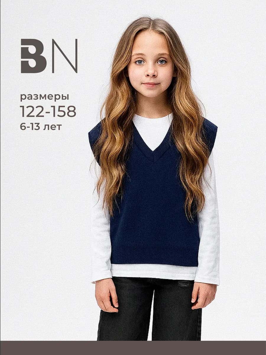Жилетка школьная для девочки и мальчика подростка вязаная