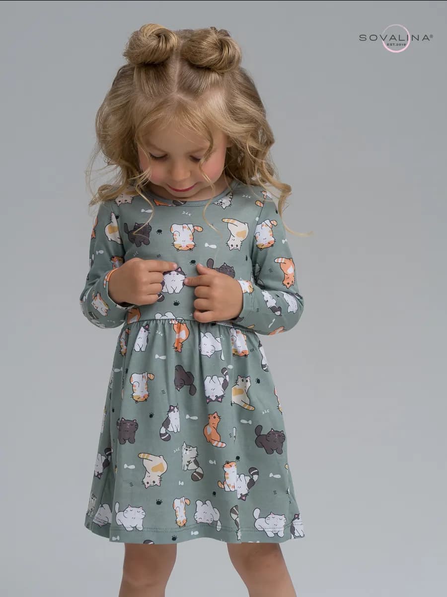 Платье в садик длинный рукав