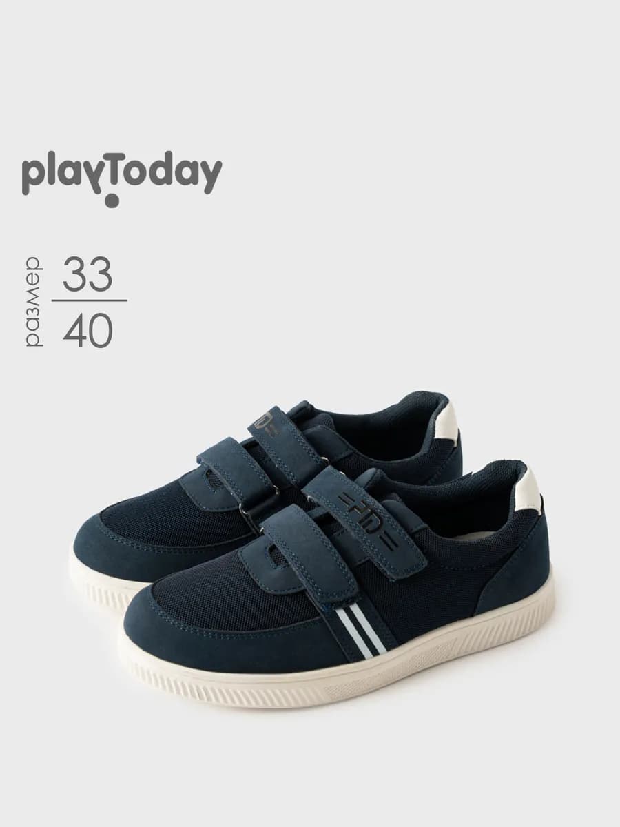 Полуботинки синие на липучках кеды школьные на сменку