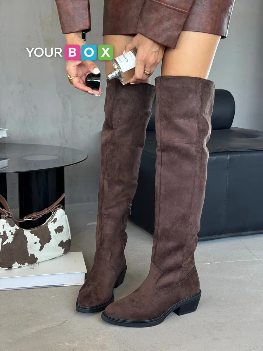 Демисезонные ботфорты чулки на каблуке