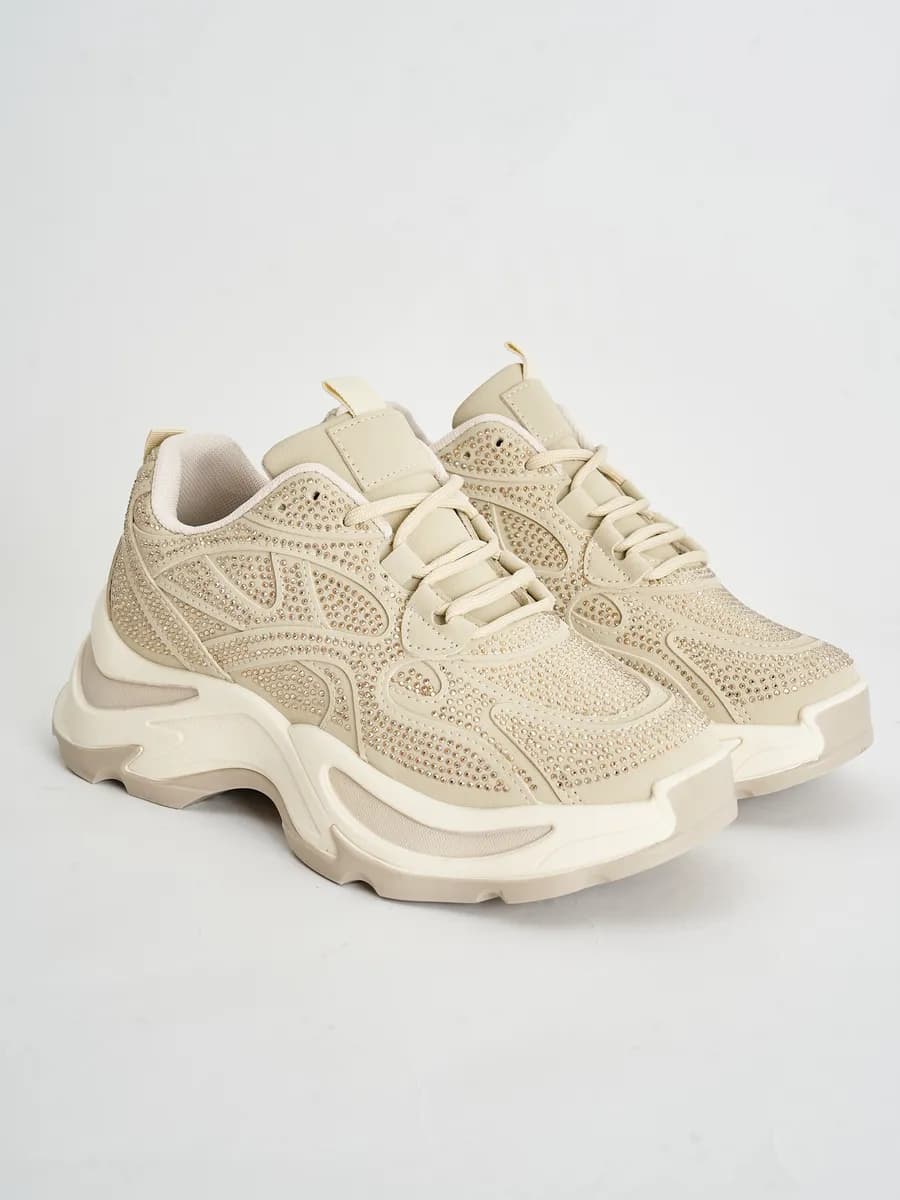 Кроссовки на платформе со стразами