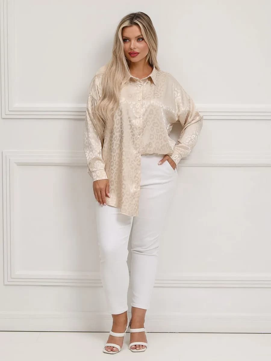 Рубашка большого размера леопардовая