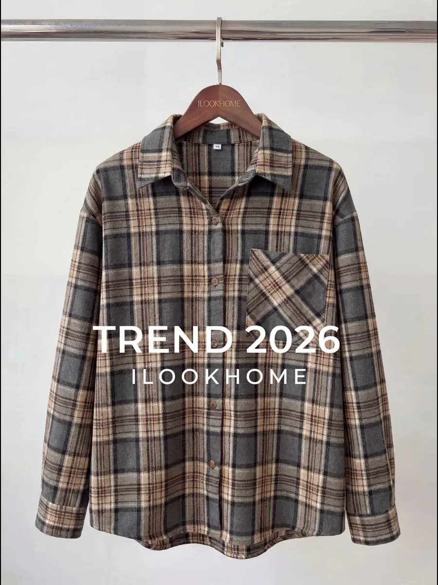 Рубашка в клетку новогодняя оверсайз теплая