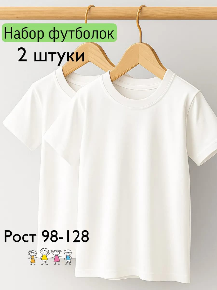 Футболки белые 2шт для детей в школу на физкультуру