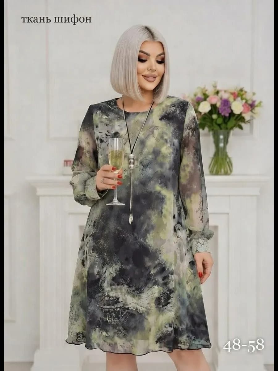 Платье шифоновое больших размеров