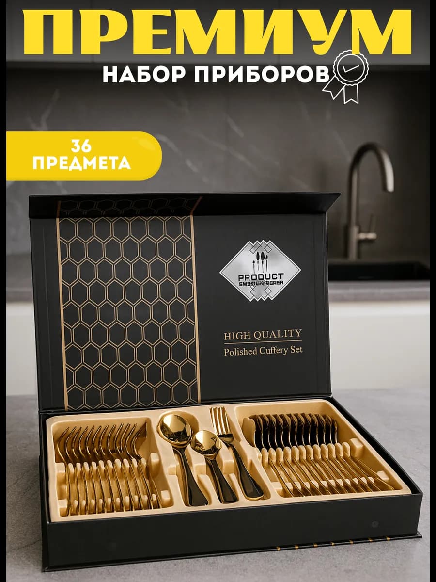 Набор столовых предметов ложки и вилки 36 предметов