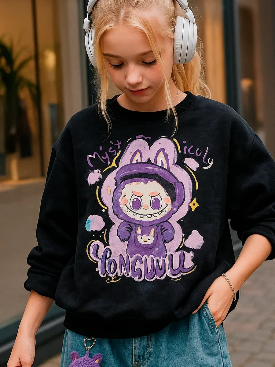 Свитшот оверсайз с принтом Labubu