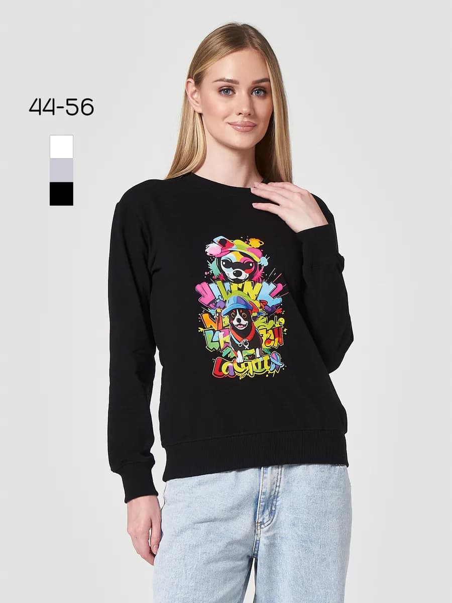 Свитшот с принтом без начеса