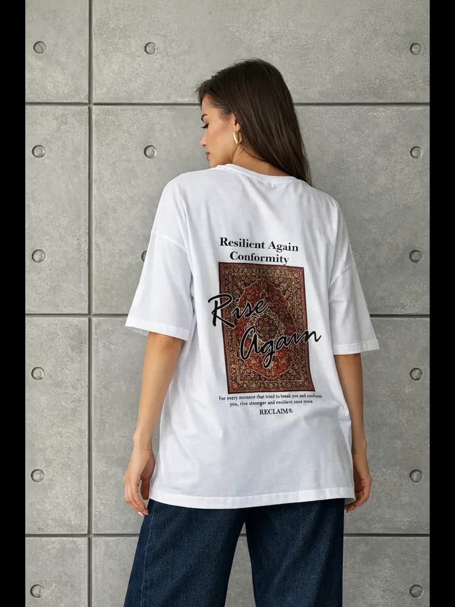 Футболка оверсайз с принтом ковер rise again