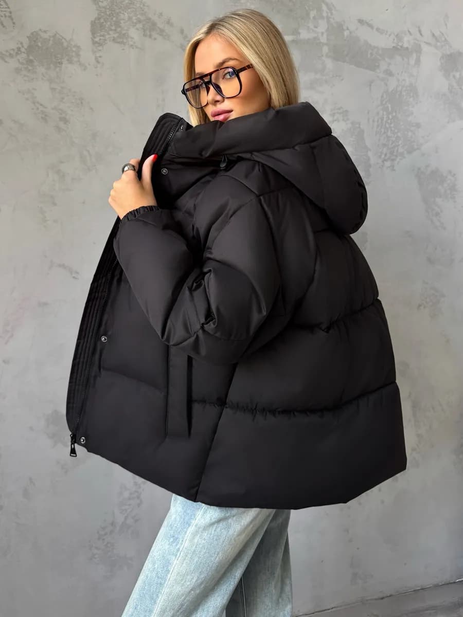 Куртка зимняя короткая с капюшоном