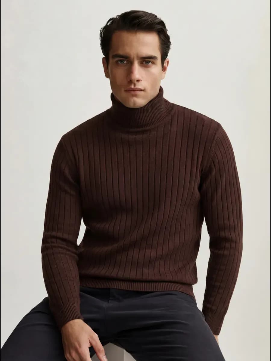 Джемпер вязаный тонкий с горлом