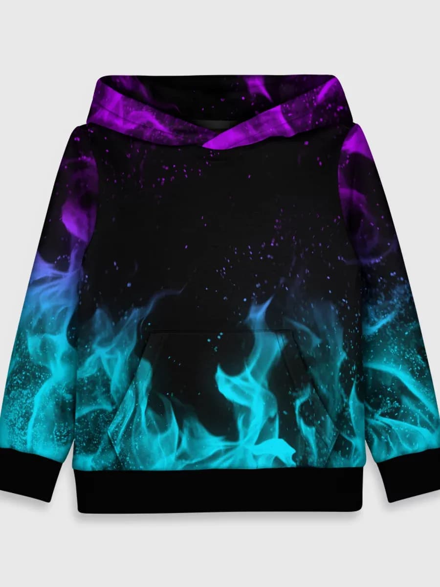 толстовка с принтом неоновый огонь neon fire