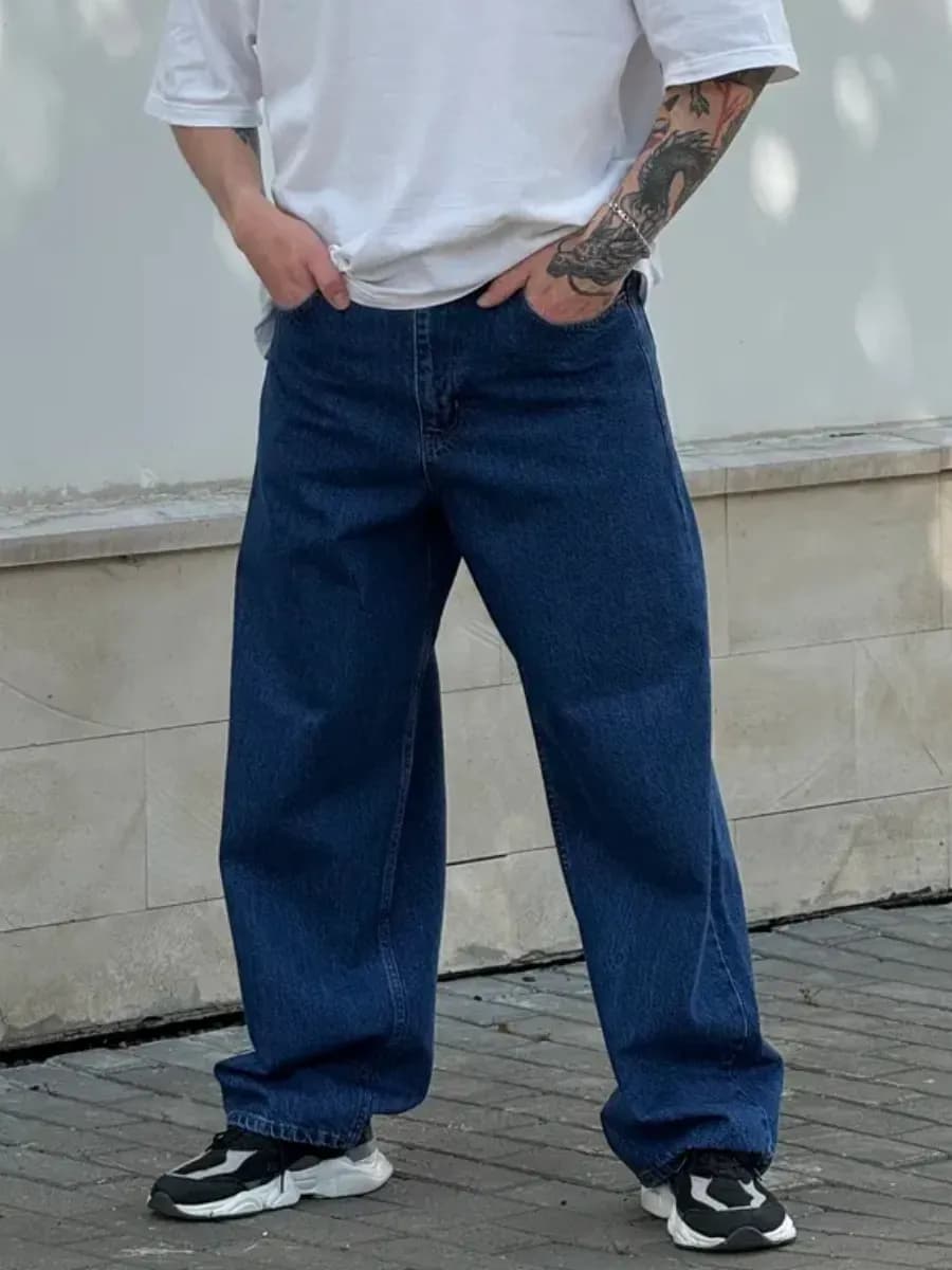 Джинсы багги широкие прямые трубы