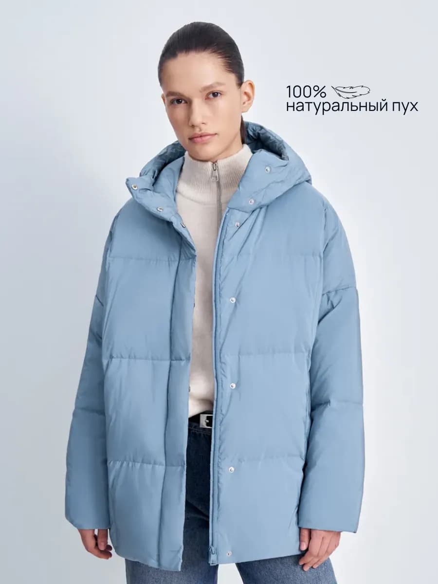 Пуховик удлиненный с капюшоном