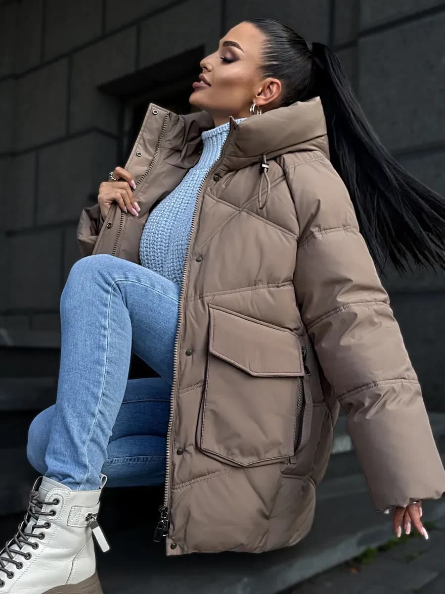 Куртка зимняя длинная с капюшоном