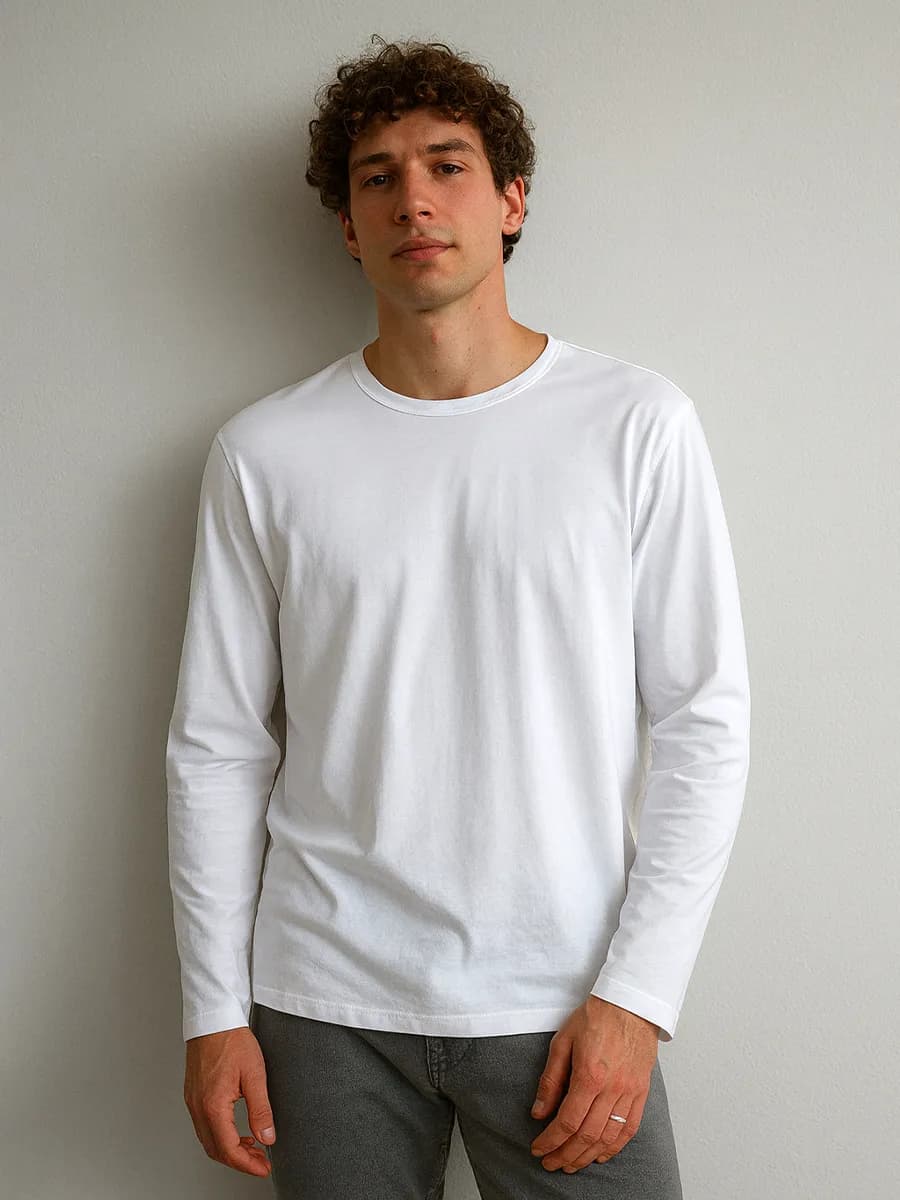 Лонгслив с длинным рукавом однотонный