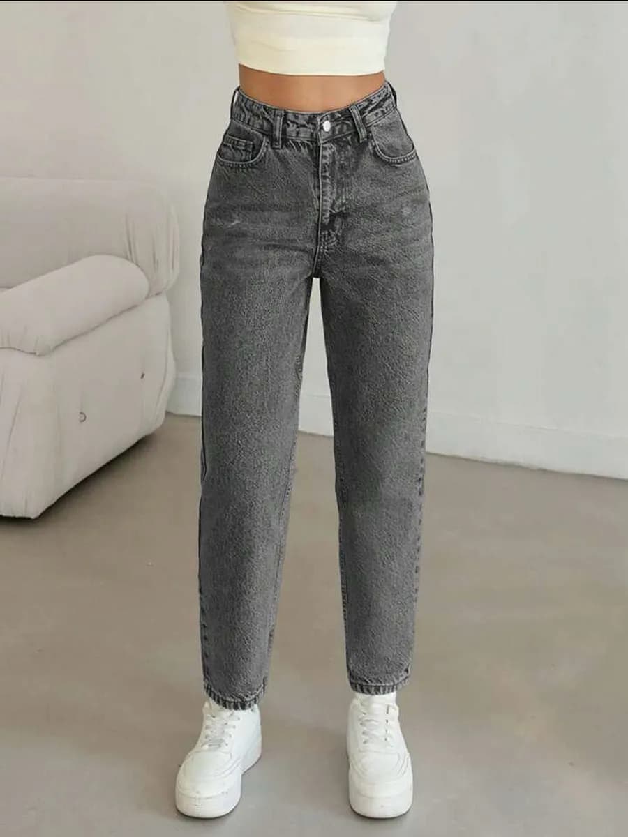 Джинсы бананы с высокой посадкой мом