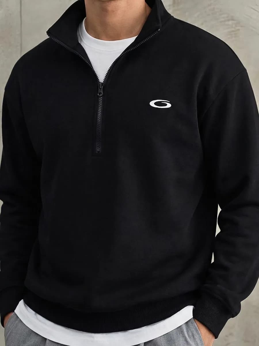 Свитшот оверсайз флис с воротником на молнии Y2K Халф Зип