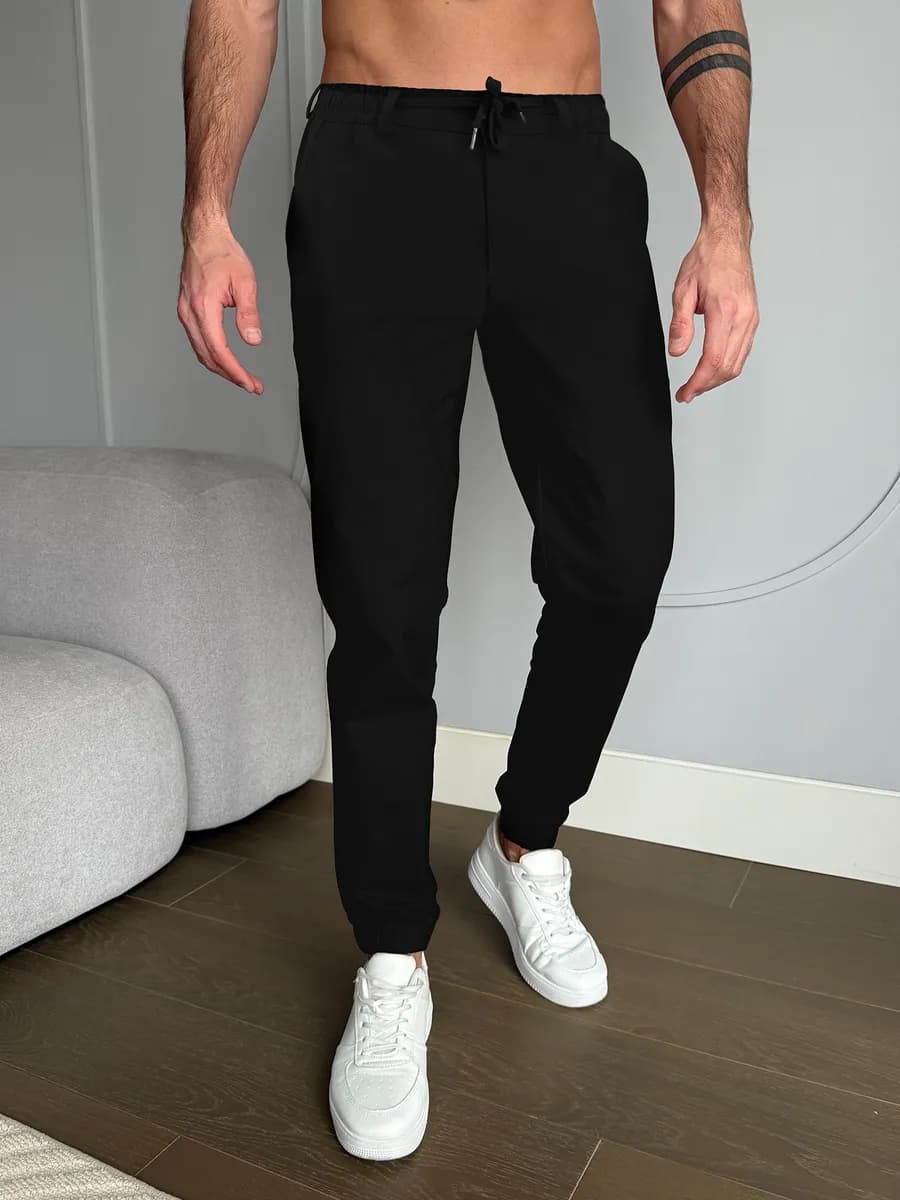 Брюки джоггеры классические черные школа