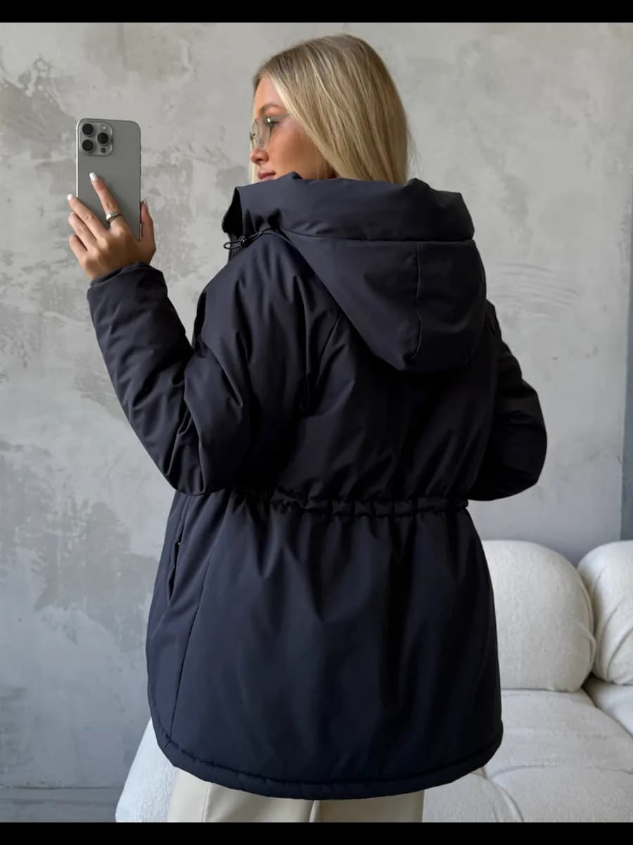 Куртка оверсайз удлиненная с капюшоном