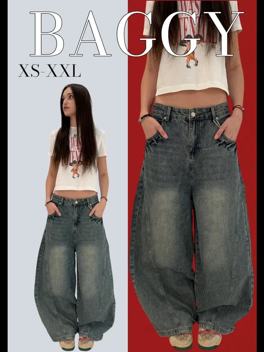Джинсы широкие бананы багги y2k потертые оверсайз