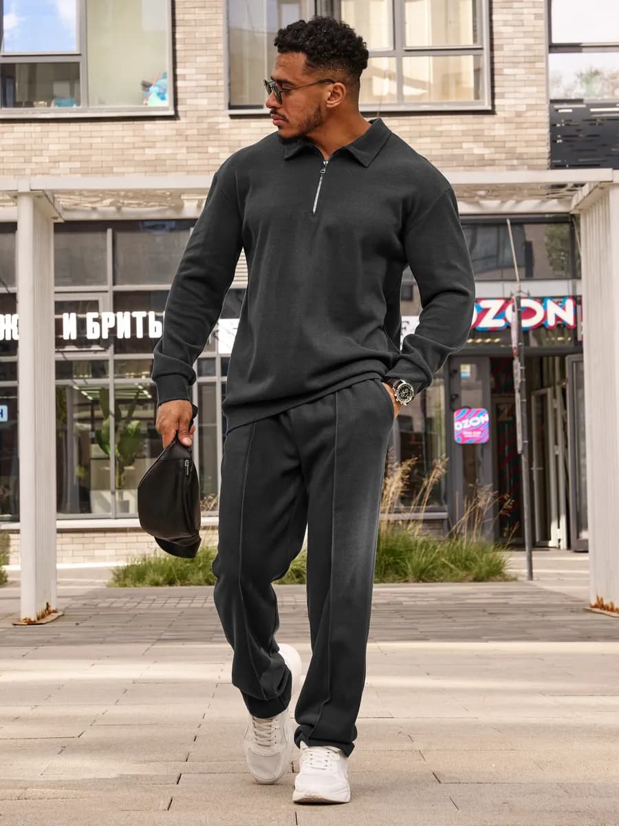 Костюм осенний с брюками графит