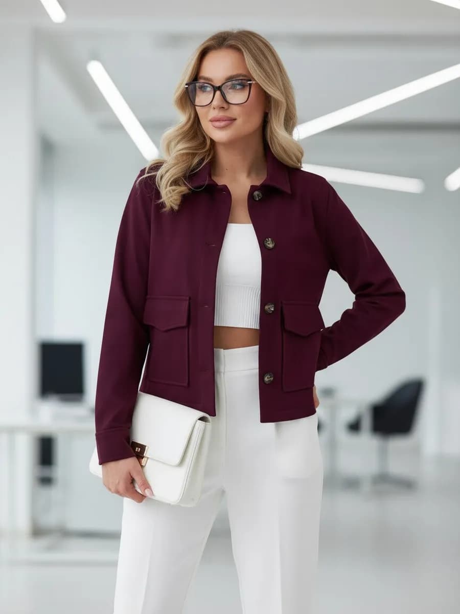 Пиджак трикотажный деловой укороченный old money