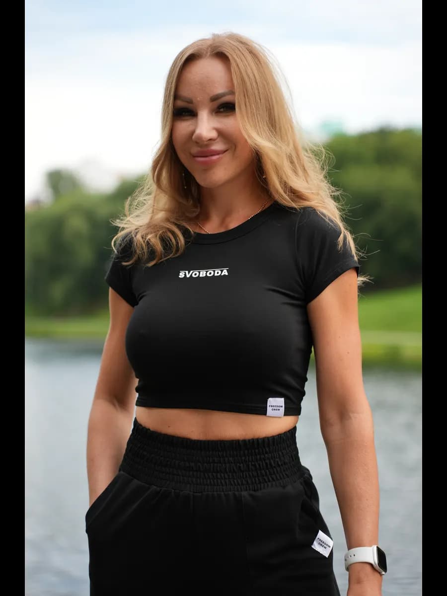 Футболка спортивная, кроп-топ "SVOBODA"